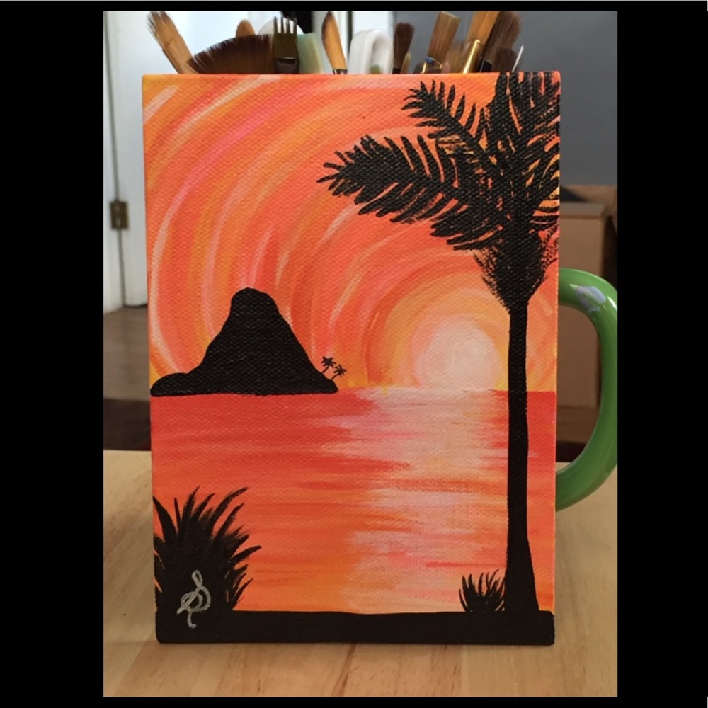 “Tropical Sunset” Postcard Painting